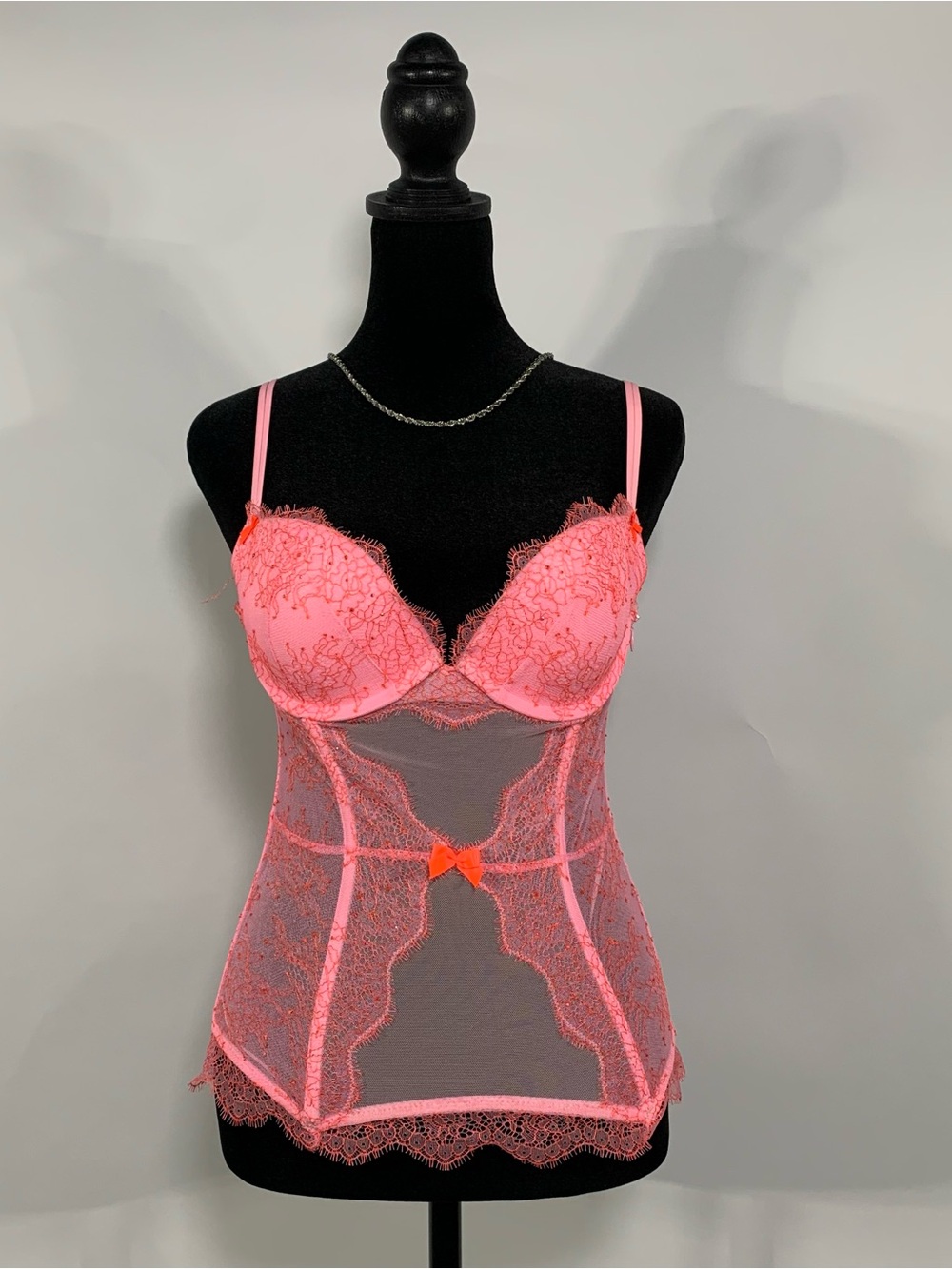 Victoria’s Secret Pink Lace Rhinestone Bustier Corset Top 34C